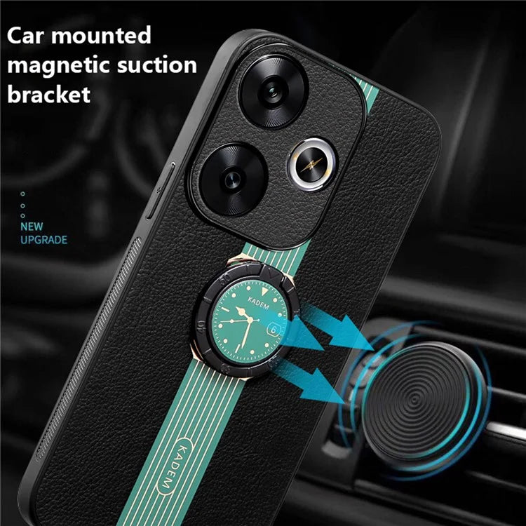 KADEM For Xiaomi Redmi 13 4G / Poco M6 4G Case Leather Back Cover Support Magnetic Car Mount