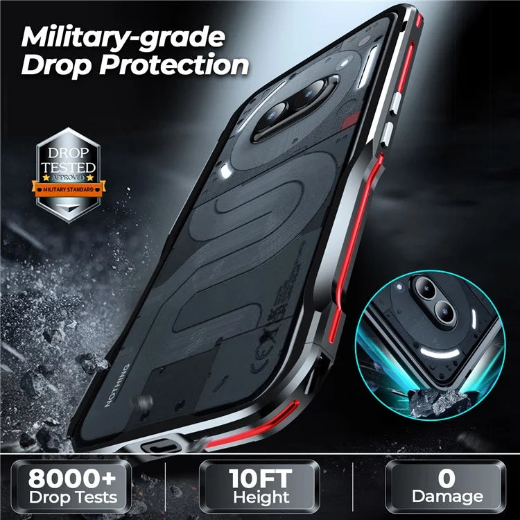 LUPHIE For Nothing Phone (2a) Case Metal Bumper Frame Shock Absorbent