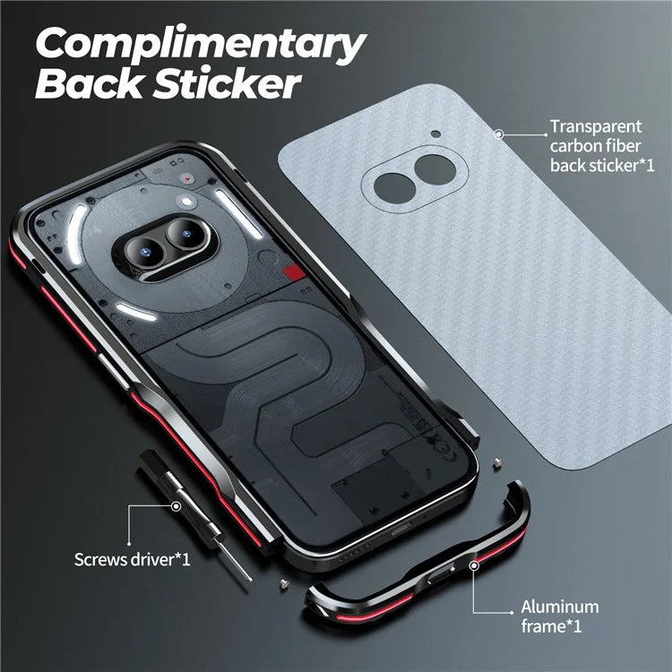 LUPHIE For Nothing Phone (2a) Case Metal Bumper Frame Shock Absorbent