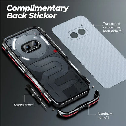 LUPHIE For Nothing Phone (2a) Case Metal Bumper Frame Shock Absorbent