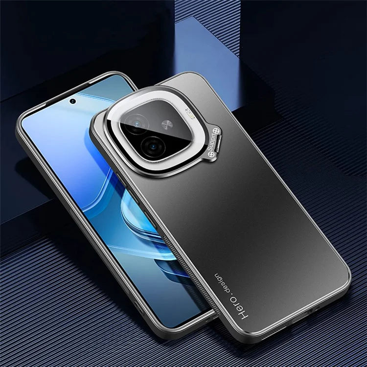 For vivo iQOO Z9 Turbo 5G Slim-Fit TPU+PC+Metal Cases Hidden Kickstand Phone Cover Works for Magnetic Car Mount