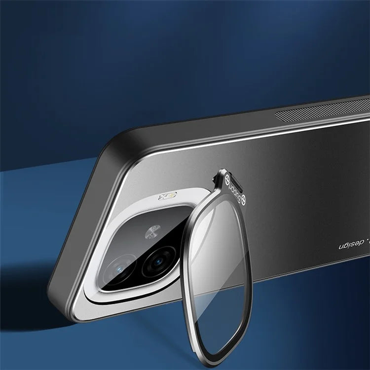 For vivo iQOO Z9 Turbo 5G Slim-Fit TPU+PC+Metal Cases Hidden Kickstand Phone Cover Works for Magnetic Car Mount
