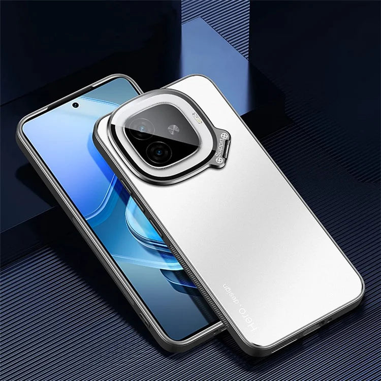 For vivo iQOO Z9 Turbo 5G Slim-Fit TPU+PC+Metal Cases Hidden Kickstand Phone Cover Works for Magnetic Car Mount