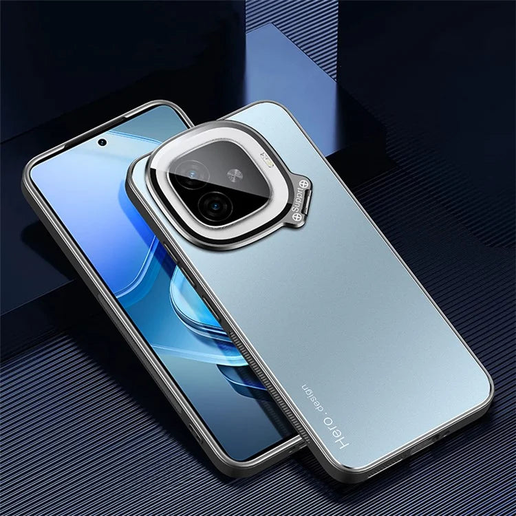 For vivo iQOO Z9 Turbo 5G Slim-Fit TPU+PC+Metal Cases Hidden Kickstand Phone Cover Works for Magnetic Car Mount