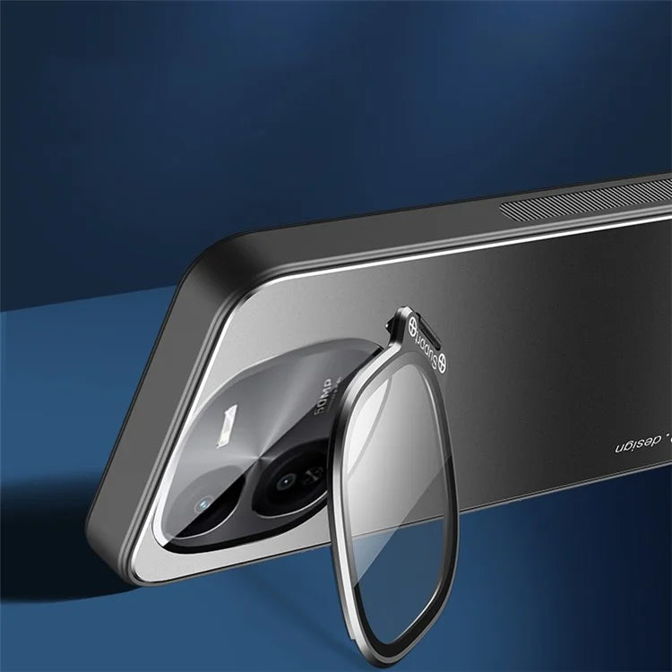 For vivo iQOO Z9x 5G Case Lens Film Hidden Kickstand Phone Cover Works with Magnetic Car Mount