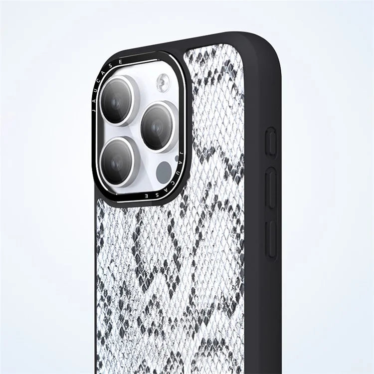 JAUCASE For iPhone 15 Pro Max Case Compatible with MagSafe Snake Texture PU Leather+TPU+PC Phone Cover