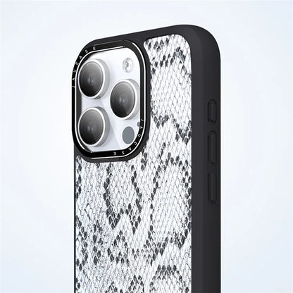 JAUCASE For iPhone 15 Pro Case Snake Texture Leather+TPU+PC Phone Cover Compatible with MagSafe
