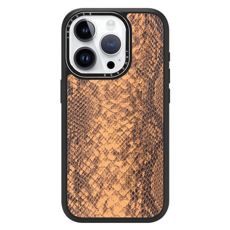 JAUCASE For iPhone 15 Pro Case Snake Texture Leather+TPU+PC Phone Cover Compatible with MagSafe