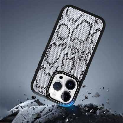 JAUCASE For iPhone 15 Pro Case Snake Texture Leather+TPU+PC Phone Cover Compatible with MagSafe