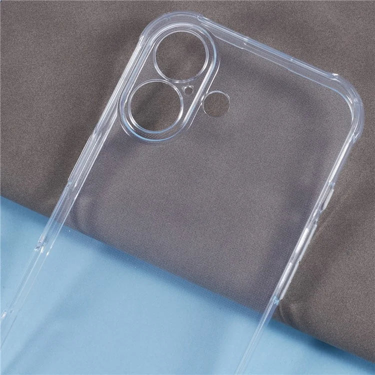 For iPhone 16 Case HD Clear Shockproof TPU Phone Cover (Precise Rear Lens Cutout)