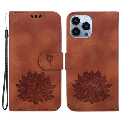 For iPhone 14 Pro Case Flip Shockproof Leather Phone Cover Lotus Pattern
