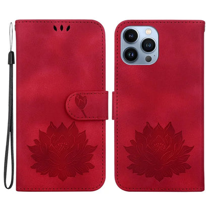 For iPhone 14 Pro Case Flip Shockproof Leather Phone Cover Lotus Pattern
