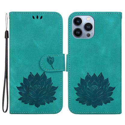 For iPhone 14 Pro Case Flip Shockproof Leather Phone Cover Lotus Pattern