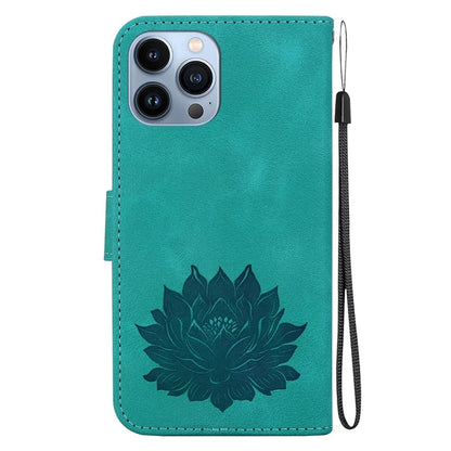 For iPhone 14 Pro Case Flip Shockproof Leather Phone Cover Lotus Pattern