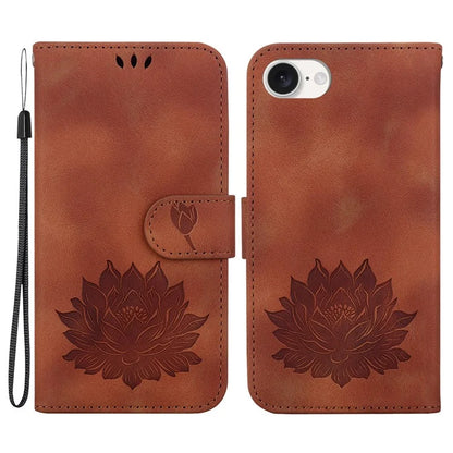 For iPhone SE (2024) Case PU Leather Lotus Imprinted Phone Cover with Strap