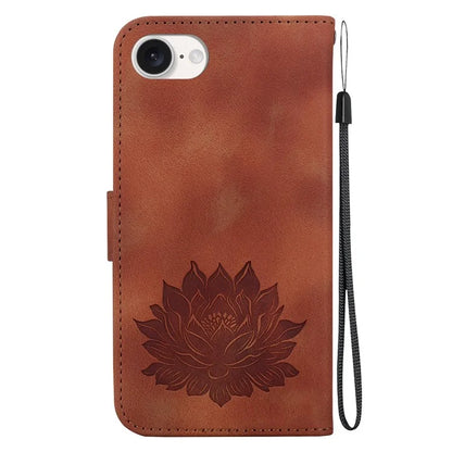 For iPhone SE (2024) Case PU Leather Lotus Imprinted Phone Cover with Strap