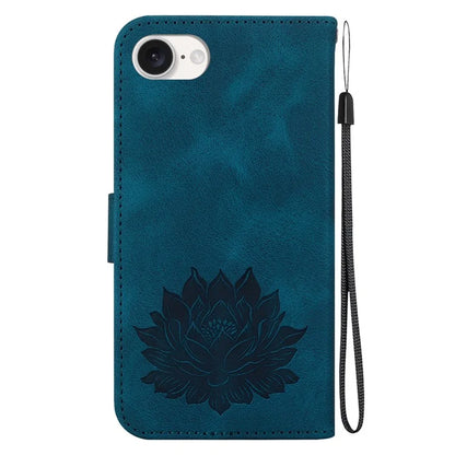For iPhone SE (2024) Case PU Leather Lotus Imprinted Phone Cover with Strap