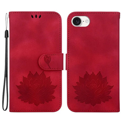 For iPhone SE (2024) Case PU Leather Lotus Imprinted Phone Cover with Strap