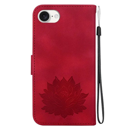 For iPhone SE (2024) Case PU Leather Lotus Imprinted Phone Cover with Strap