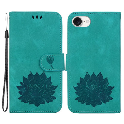 For iPhone SE (2024) Case PU Leather Lotus Imprinted Phone Cover with Strap