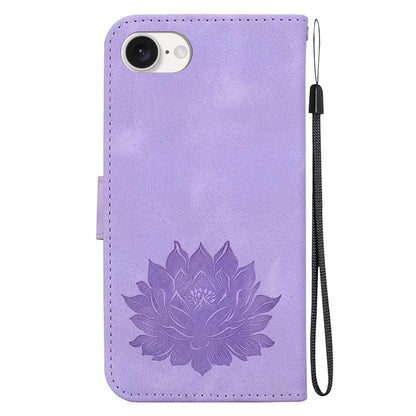 For iPhone SE (2024) Case PU Leather Lotus Imprinted Phone Cover with Strap