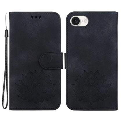 For iPhone SE (2024) Case PU Leather Lotus Imprinted Phone Cover with Strap