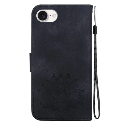 For iPhone SE (2024) Case PU Leather Lotus Imprinted Phone Cover with Strap