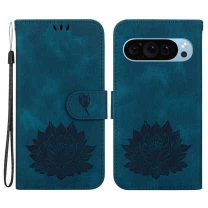 For Google Pixel 9 / 9 Pro Case Lotus Pattern Leather Phone Cover Stand View