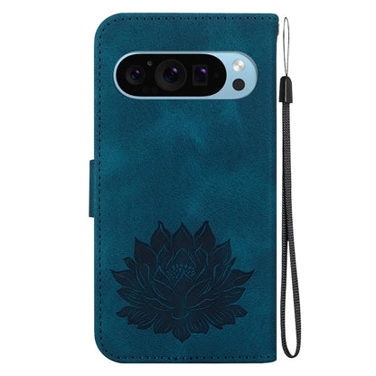 For Google Pixel 9 / 9 Pro Case Lotus Pattern Leather Phone Cover Stand View