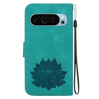 For Google Pixel 9 / 9 Pro Case Lotus Pattern Leather Phone Cover Stand View