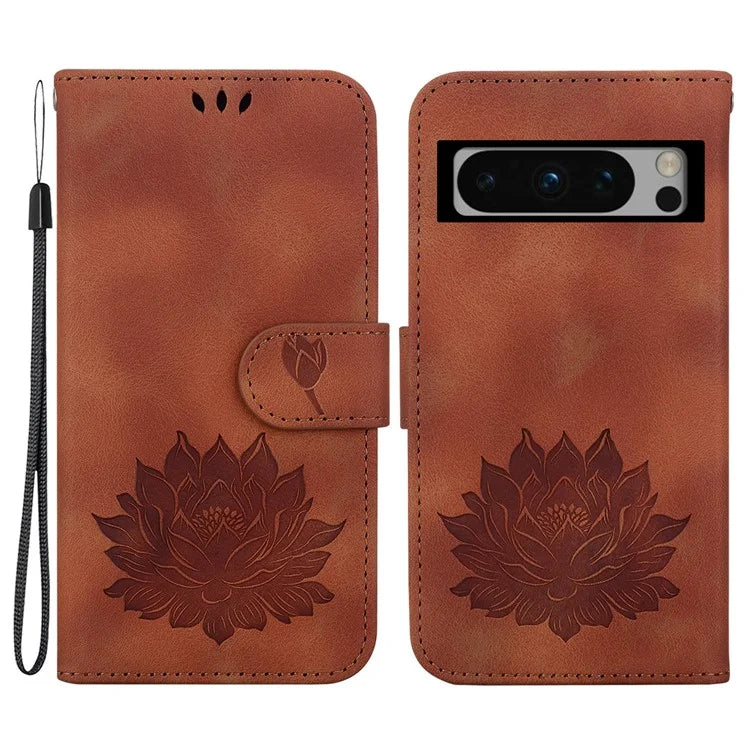 For Google Pixel 8 Pro Case Lotus Pattern PU Leather Phone Cover with Wallet Stand