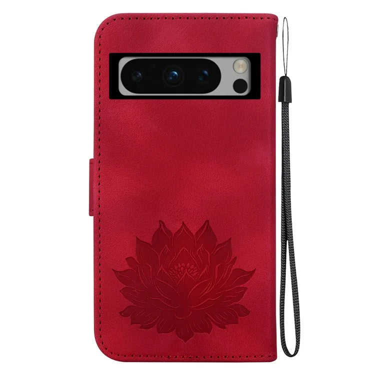 For Google Pixel 8 Pro Case Lotus Pattern PU Leather Phone Cover with Wallet Stand