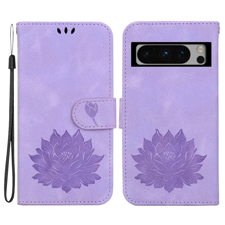 For Google Pixel 8 Pro Case Lotus Pattern PU Leather Phone Cover with Wallet Stand