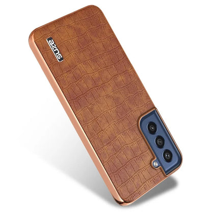 AZNS For Samsung Galaxy S21 FE 5G Case Crocodile Texture Electroplating Leather Back Phone Cover