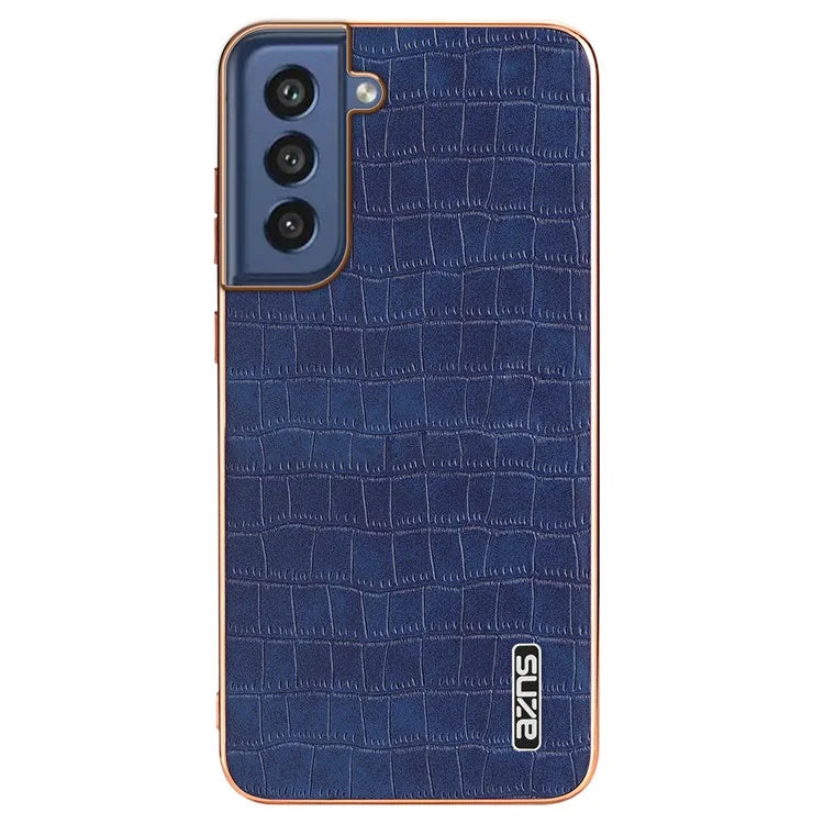 AZNS For Samsung Galaxy S21 FE 5G Case Crocodile Texture Electroplating Leather Back Phone Cover
