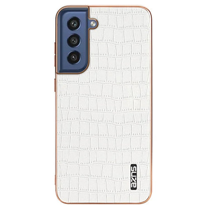 AZNS For Samsung Galaxy S21 FE 5G Case Crocodile Texture Electroplating Leather Back Phone Cover