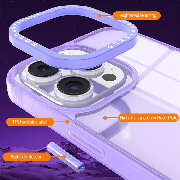 For iPhone 15 Pro Max Case Dual Color Splicing Clear Back TPU Phone Cover