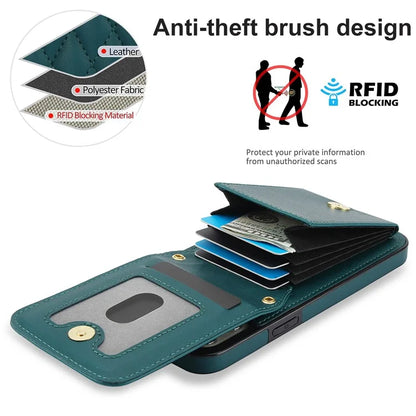 For iPhone 15 Plus Case Rhombus Leather+TPU Phone Card Bag with Shoulder Strapish Green