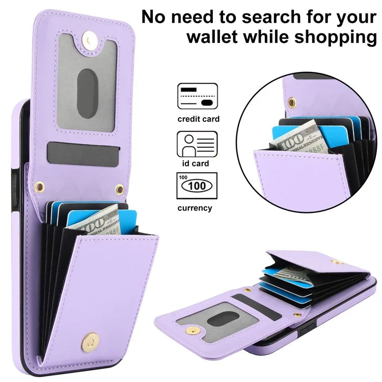 For iPhone 15 Plus Case Rhombus Leather+TPU Phone Card Bag with Shoulder Strap