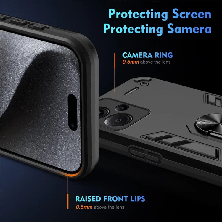 For Xiaomi Redmi Note 13 Pro+ 5G Case Rotating Kickstand PC+TPU Phone Cover