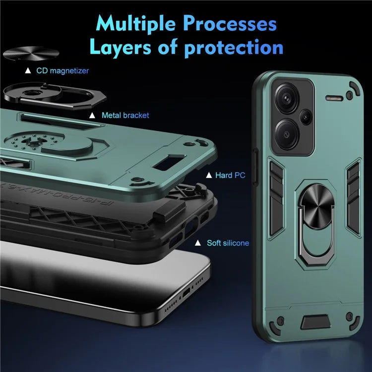 For Xiaomi Redmi Note 13 Pro+ 5G Case Rotating Kickstand PC+TPU Phone Cover