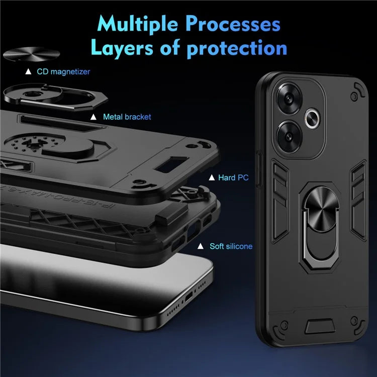 For Xiaomi Redmi Turbo 3 5G / Poco F6 5G Case Rotating Kickstand PC+TPU Phone Cover