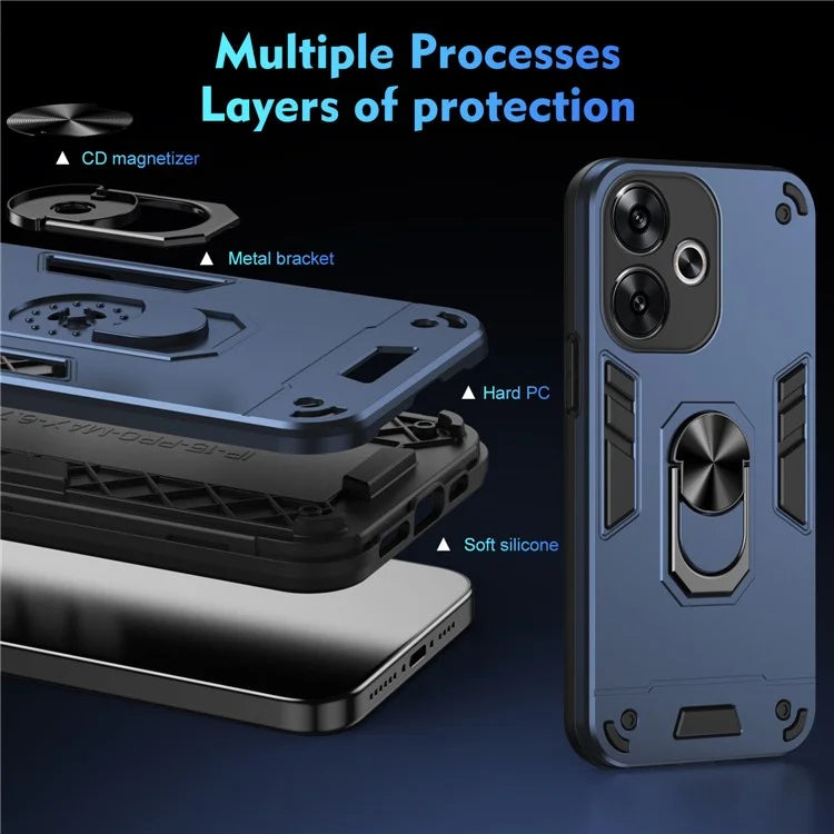 For Xiaomi Redmi Turbo 3 5G / Poco F6 5G Case Rotating Kickstand PC+TPU Phone Cover