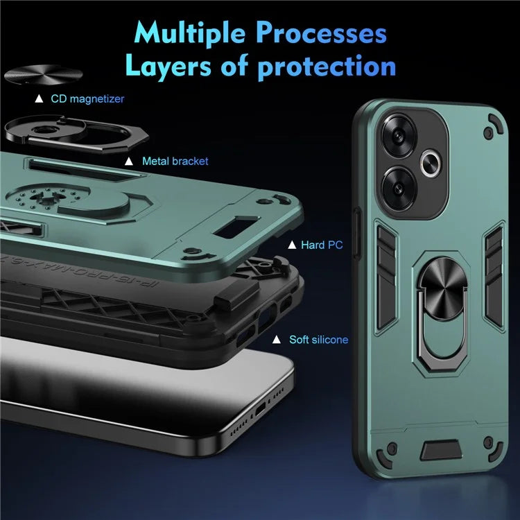 For Xiaomi Redmi Turbo 3 5G / Poco F6 5G Case Rotating Kickstand PC+TPU Phone Cover