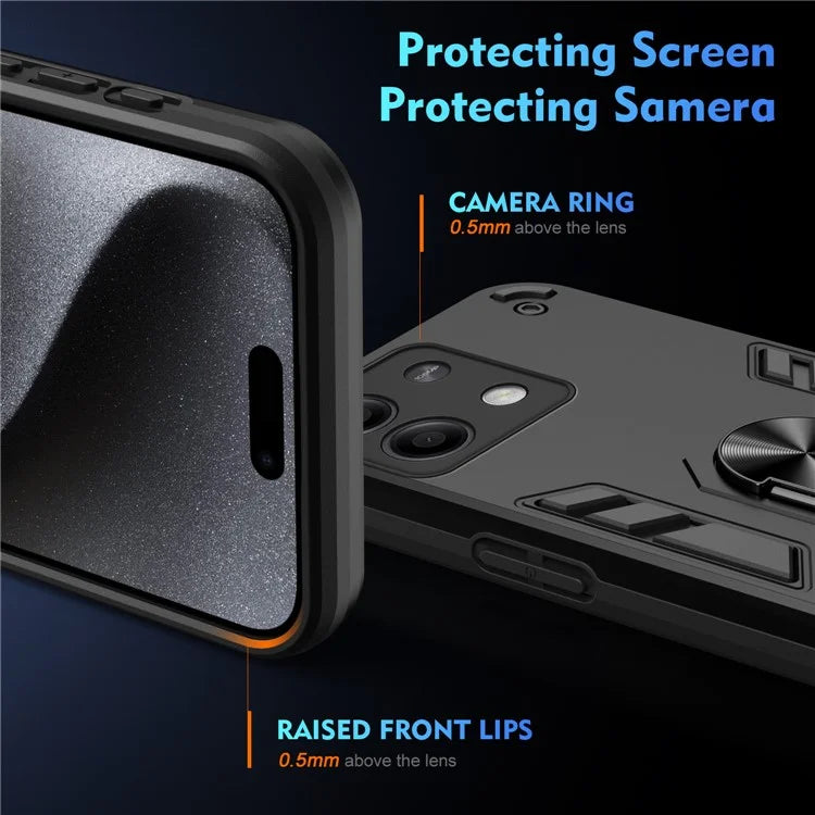 For Xiaomi Redmi Note 13 5G Case Kickstand PC+TPU Car Mount Magnetic Holder Phone Cover