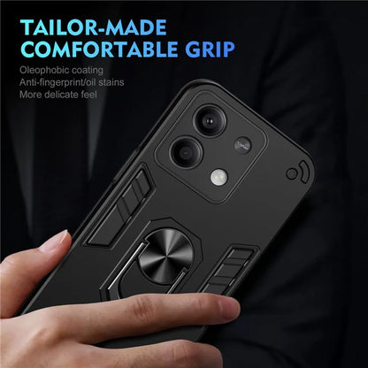 For Xiaomi Redmi Note 13 5G Case Kickstand PC+TPU Car Mount Magnetic Holder Phone Cover