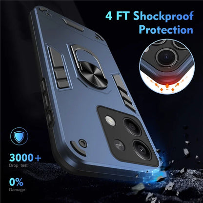 For Xiaomi Redmi Note 13 5G Case Kickstand PC+TPU Car Mount Magnetic Holder Phone Cover