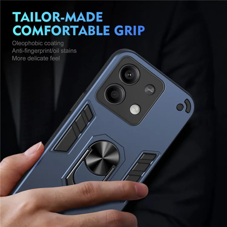 For Xiaomi Redmi Note 13 5G Case Kickstand PC+TPU Car Mount Magnetic Holder Phone Cover