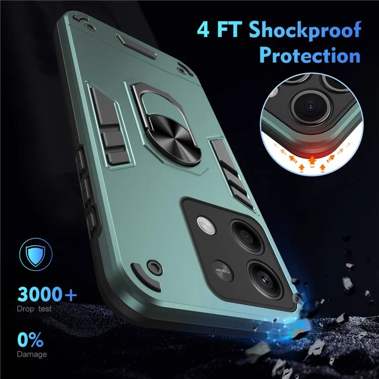 For Xiaomi Redmi Note 13 5G Case Kickstand PC+TPU Car Mount Magnetic Holder Phone Cover