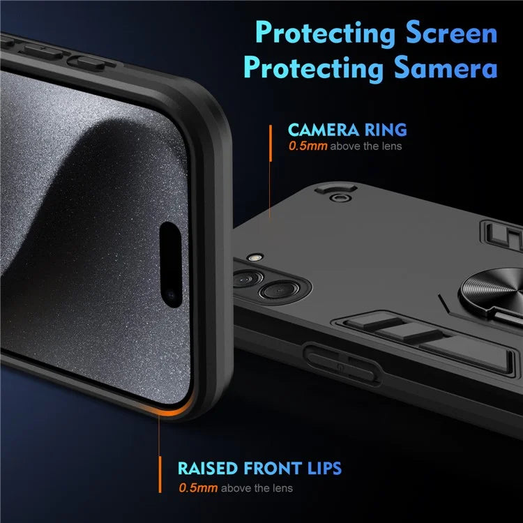 For Samsung Galaxy M55 5G Case PC+TPU Phone Cover with Rotation Ring Grip